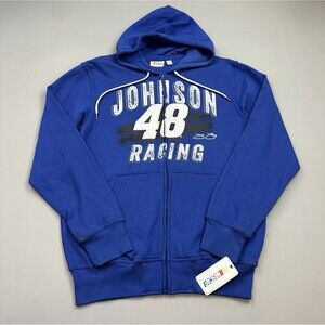 NASCAR Hoodie Mens Large Blue Jimmie Johnson Racing #48 Full Zip Sweatshirt